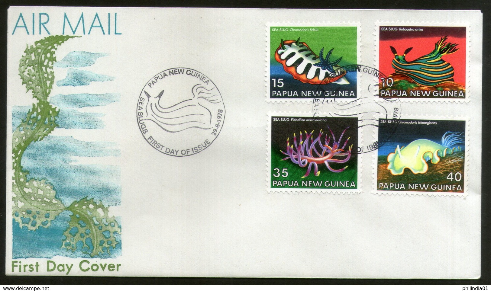 Papua New Guinea 1978 Sea Slugs Marinelife Coarls 4v FDC # 13432 - Vie Marine