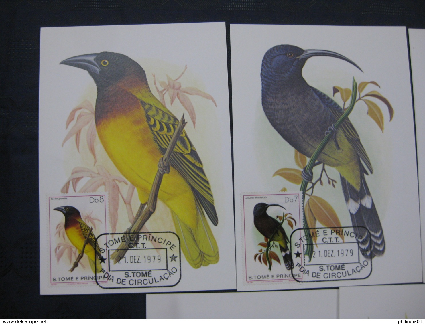 St. Thomas & Prince Is. 1979 Birds Fauna Wildlife Sc 541-7 Max Cards Set Of 7 # 8074 - Other & Unclassified