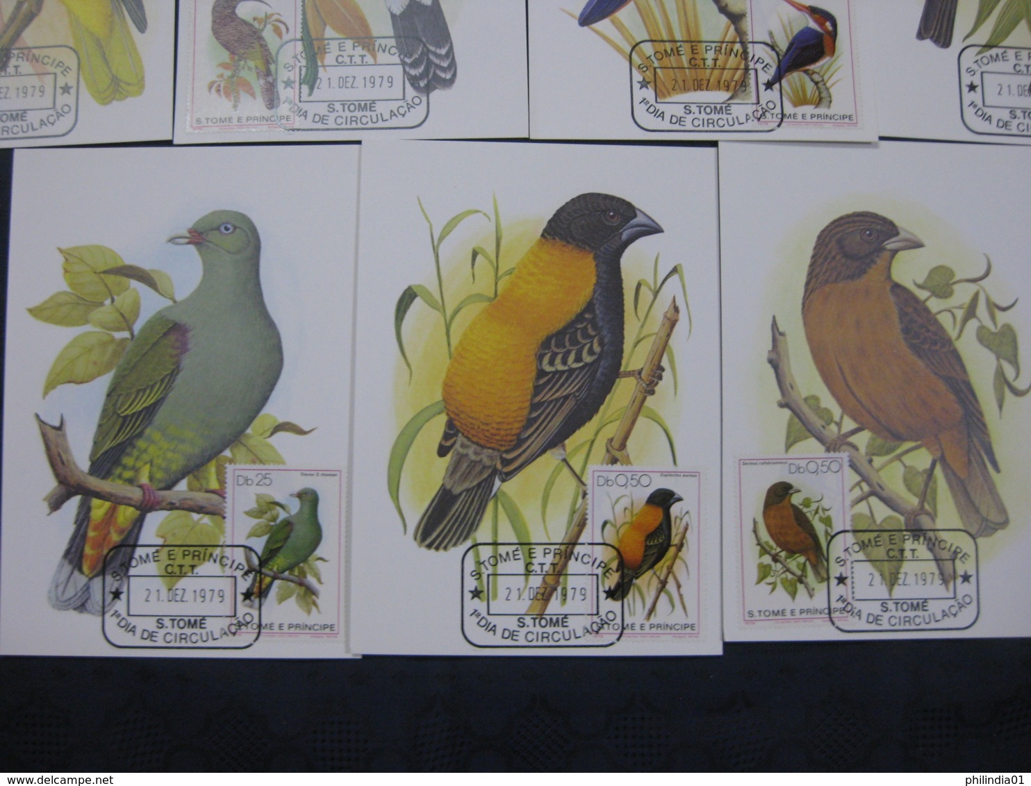 St. Thomas & Prince Is. 1979 Birds Fauna Wildlife Sc 541-7 Max Cards Set Of 7 # 8074 - Other & Unclassified