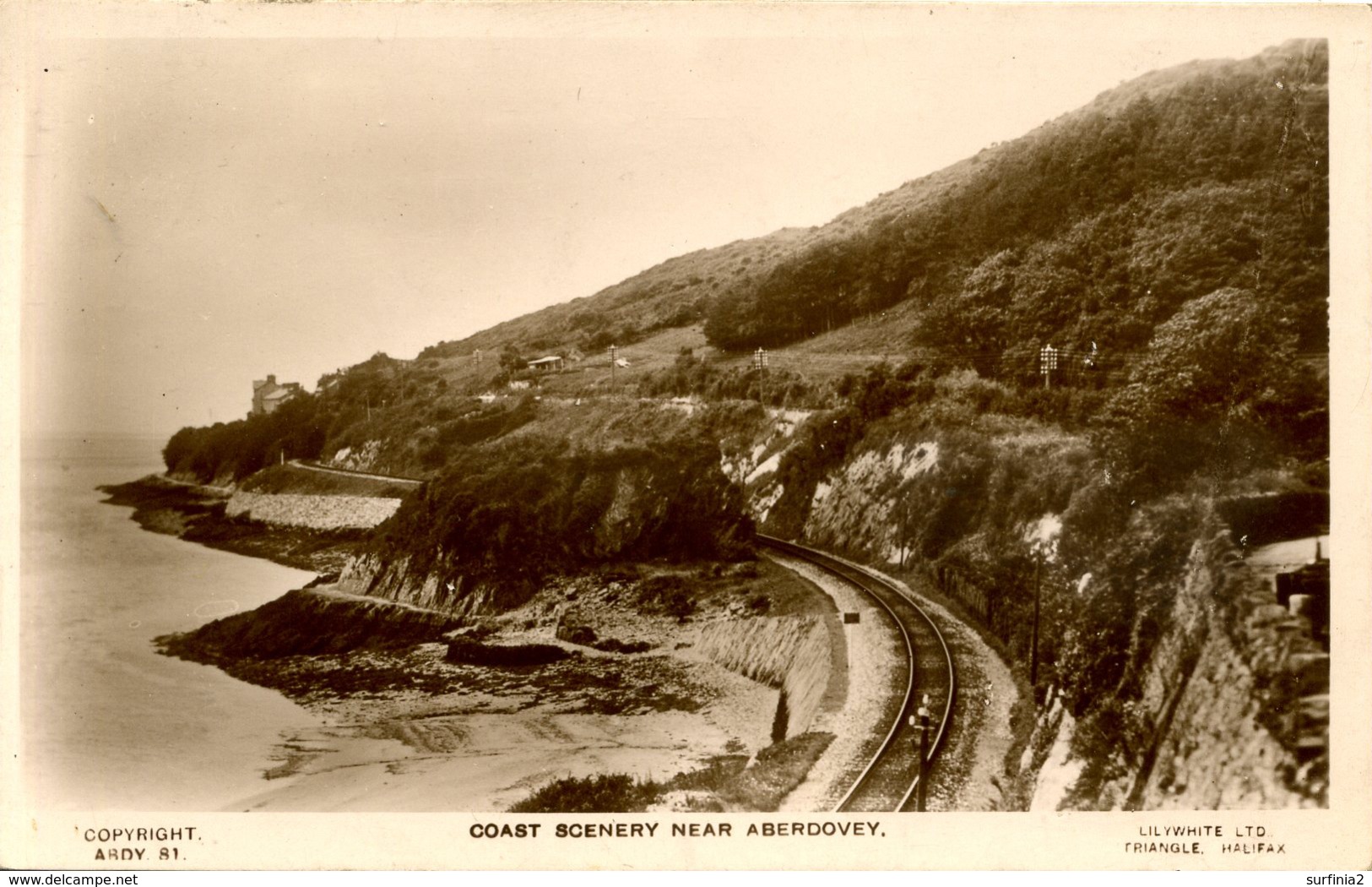 GWYNEDD - COAST SCENERY NEAR ABERDOVEY (Railway Line) RP Gwy614 - Caernarvonshire