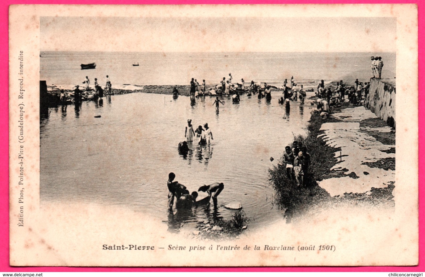 Cpa - Saint Pierre - Scène Prise à L'entrée De La Roxelane Aout 1901 - Lavandière - Linge - Animée - Edit. PHOS - 1901 - Saint Pierre