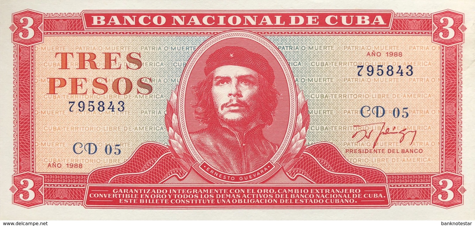 Cuba 3 Pesos, P-107b (1988) - UNC - Kuba