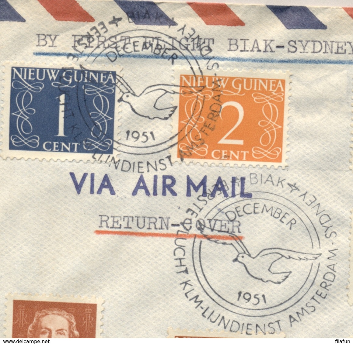 Nederland Nieuw Guinea - 1951 - First KLM-flight BIAK - SYDNEY And Back - Netherlands New Guinea