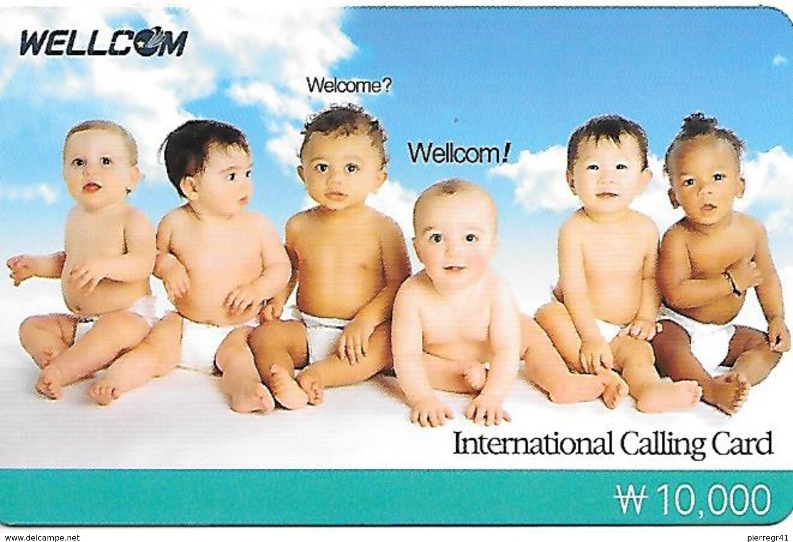 CARTE -PREPAYEE-COREE SUD-WELLCOM-10W-2001-BEBES  ASSIS-Gratté-TBE-RARE - Corée Du Sud