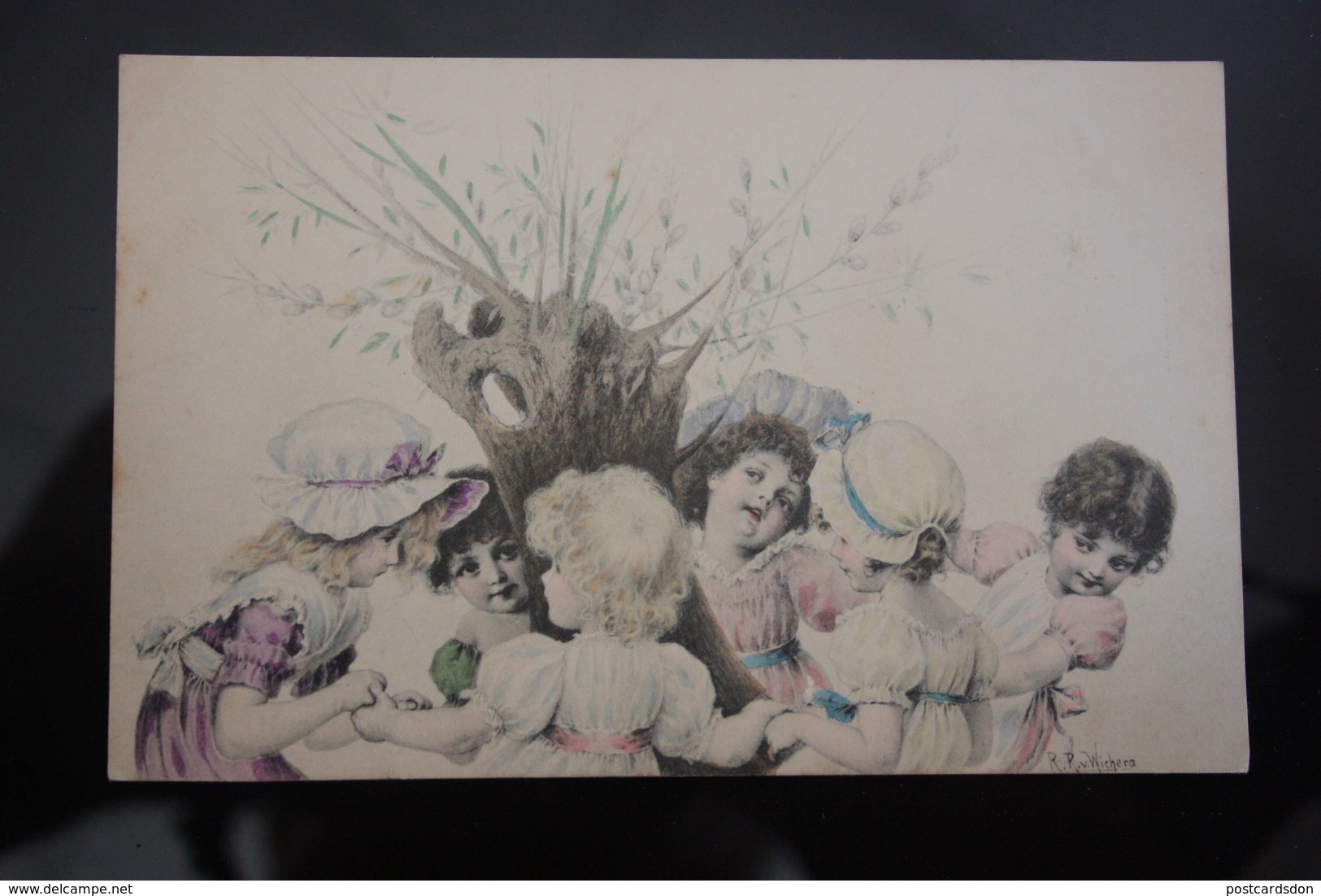R.R. WICHERA - M.M. VIENNE No Number - Children - Cute Little Girls Dancing In A Circle Around Base Of A Tree - Wichera