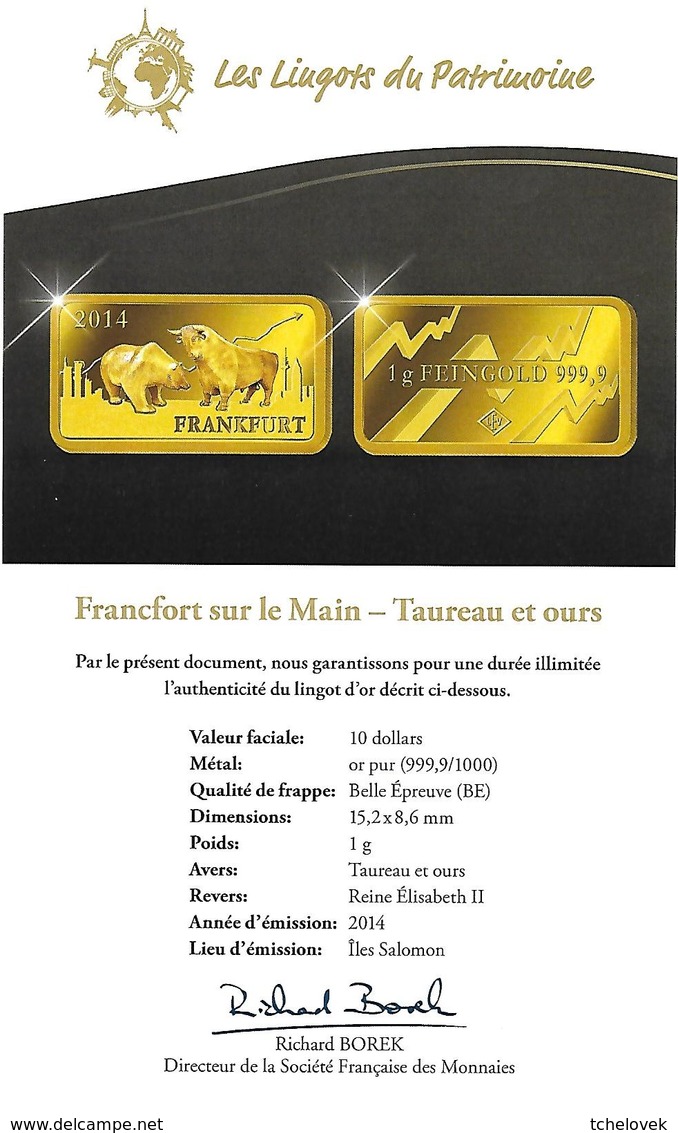 (Monnaies). «Les Lingots Du Patrimoine» 2014 En Or Le Plus Pur 999,9‰. 11 G - Other & Unclassified