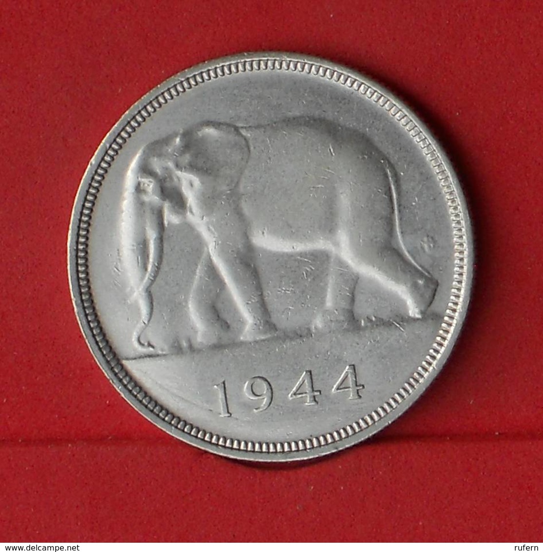 BELGIAN CONGO 50 FRANCS 1944 - 17,5 GRS - 0,500 SILVER   KM#  27 - (Nº26590) - 1934-1945: Leopold III