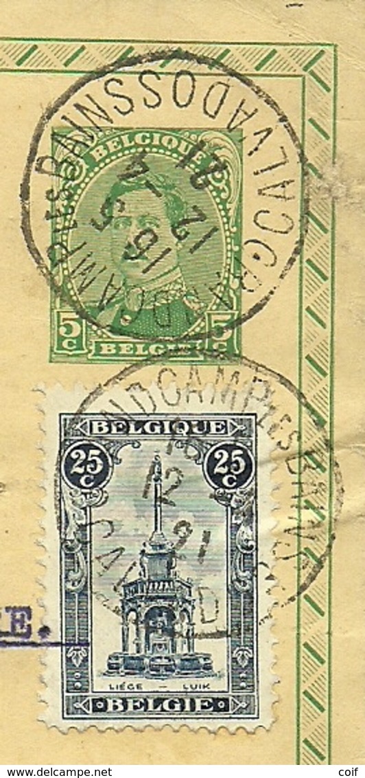 164 Op Entier ANTWOORD-kaart (carte-reponse) Met Stempel GRANDCAMP LES BAINS / CALVADOS (France) - 1915-1920 Albert I.