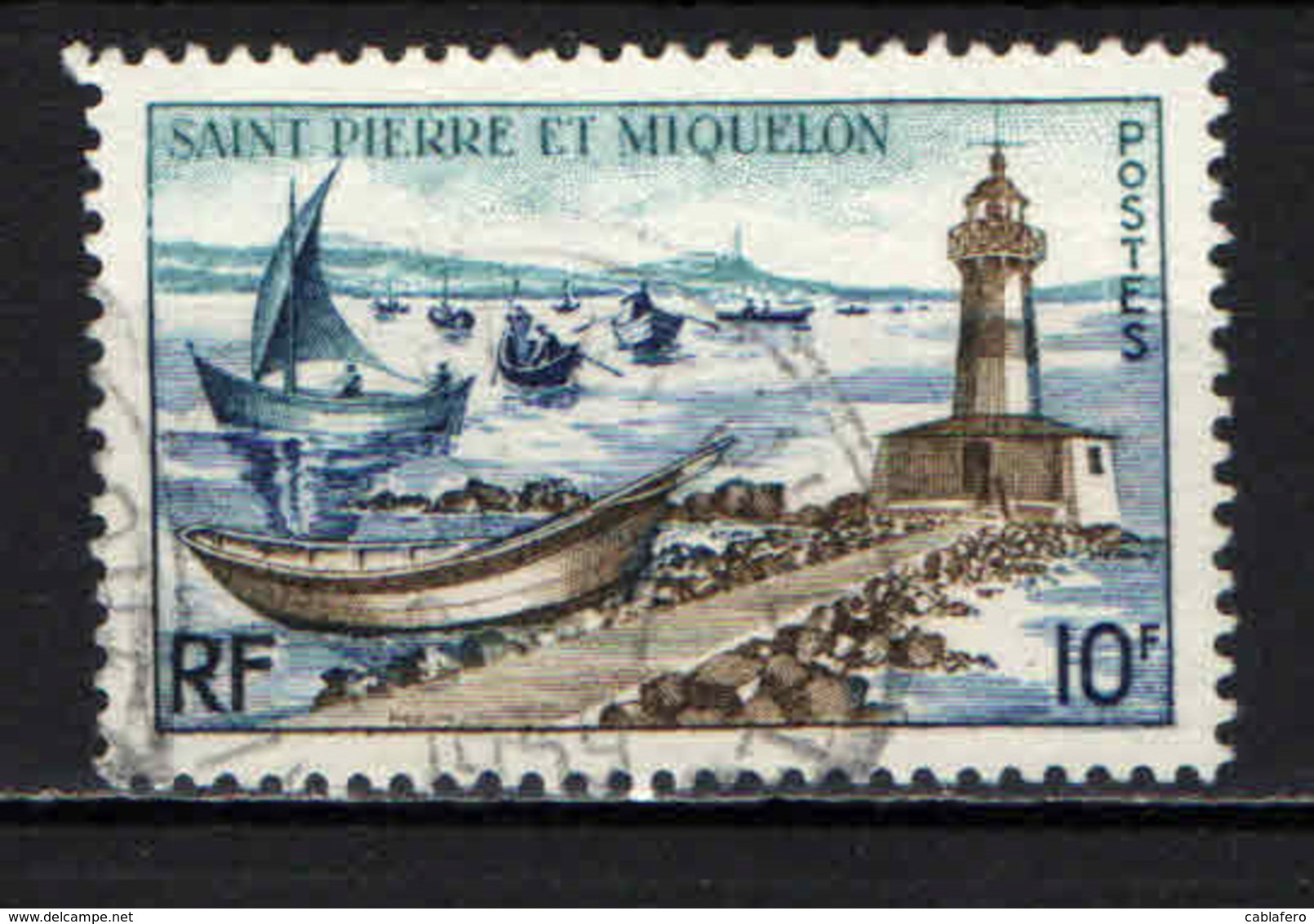 ST. PIERRE & MIQUELON - 1957 - IL FARO E LE BARCHE DEI PESCATORI - USATO - Usati