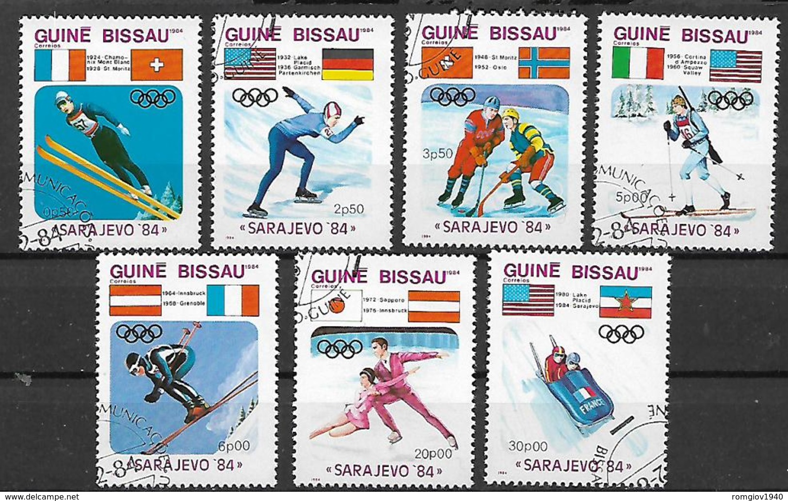 GUINEA BISSAU 1984 GIOCHI OLIMPICI D'INVERNO A SARAJEVO YVERT. 252-258 USATA VF - Guinea-Bissau