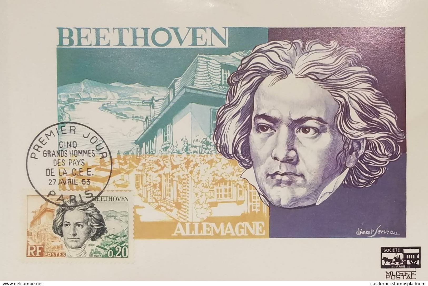 L) 1964 FRANCE, BEETHOVEN, FAMOUS, PEOPLE, MUSIC, ARCHITECTURE, GERMANY, MAXIMUM CARD - 1960-1969