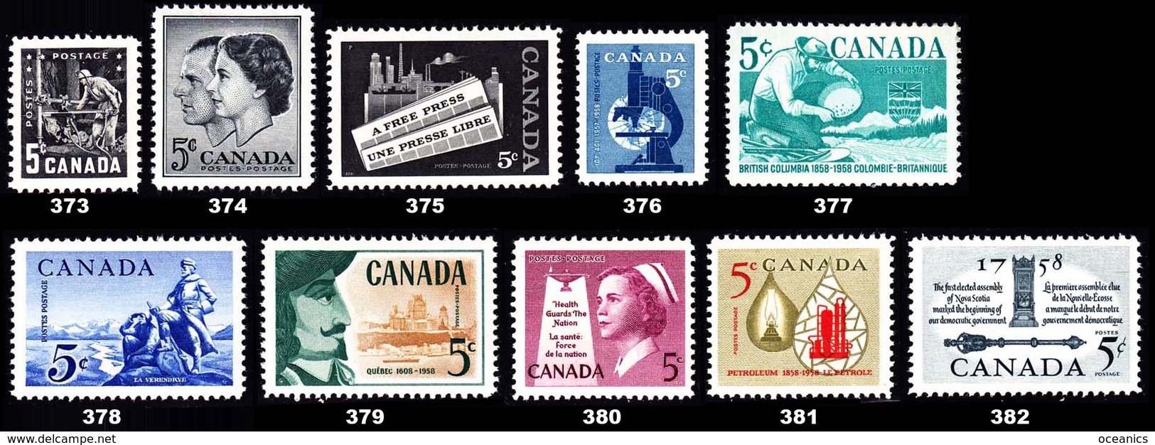Canada (Scott No. 373-82 - 1957-58 Stamps) [**] - Neufs