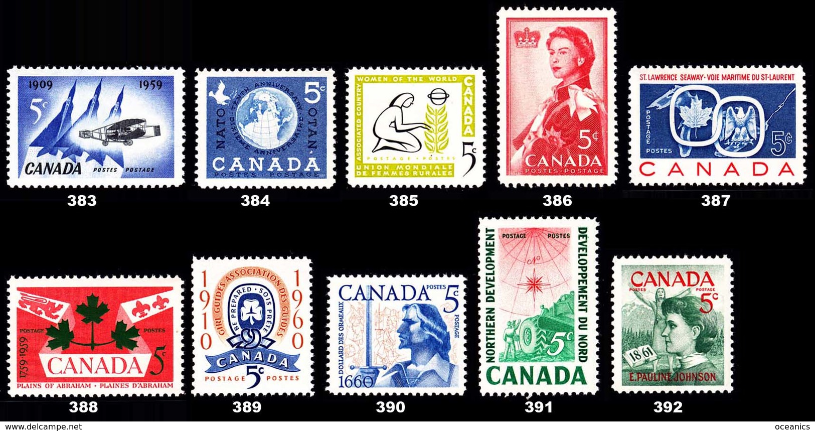 Canada (Scott No. 383-92 - 1959-61 Stamps) [**] - Neufs