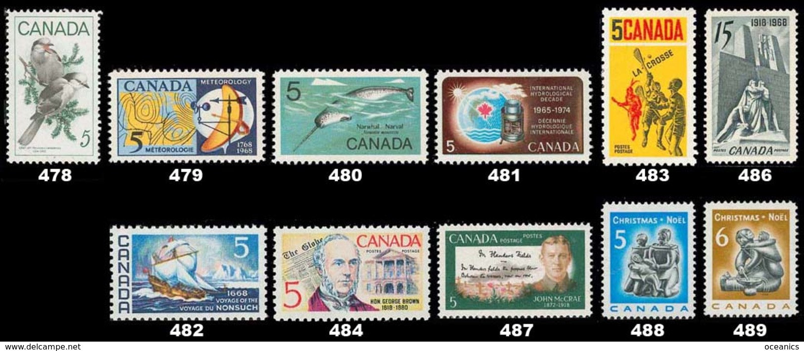 Canada (Scott No. 478-89  - 1968 Stamps) [**] - Unused Stamps