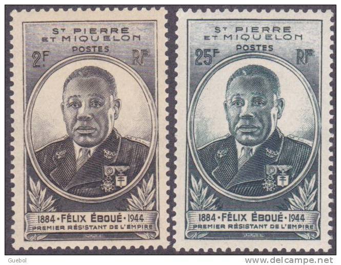 Détail De La Série - Gouverneur - Général Félix Eboué ** Saint Pierre Et Miquelon N° 323 Et 324 - 1945 Gouverneur-Général Félix Éboué