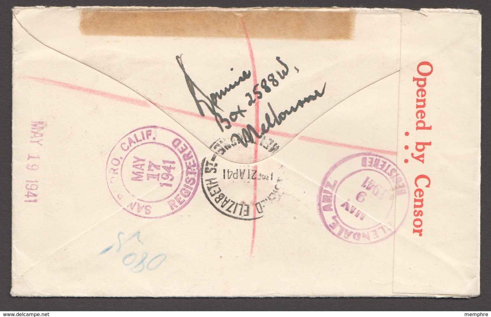 1941  Censored Registered Letteer From Elizabeth Str. To USA SG 166 Block Of 4 - Brieven En Documenten