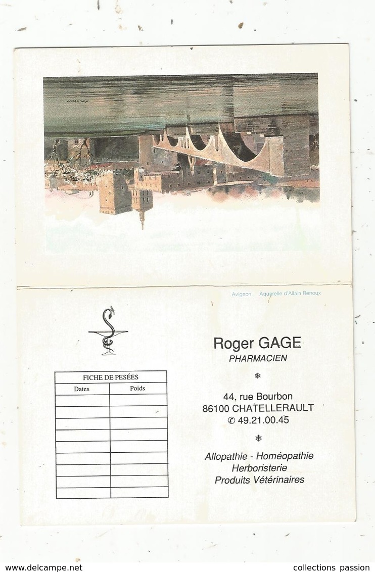 Calendrier ,petit Format ,1990,Roger GAGE ,  Pharmacien ,CHATELLERAULT , 3 Scans - Petit Format : 1981-90