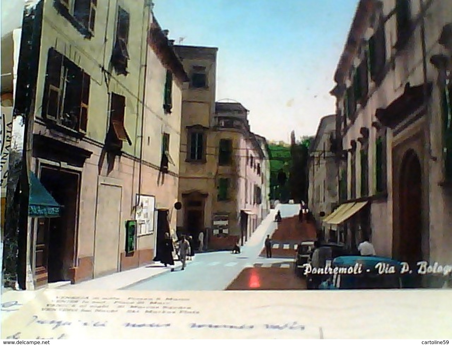 PONTREMOLI MASSA VIA P BOLOGNA ANIMATA  AUTO Car 1955 VB1973 GX5805 - Massa