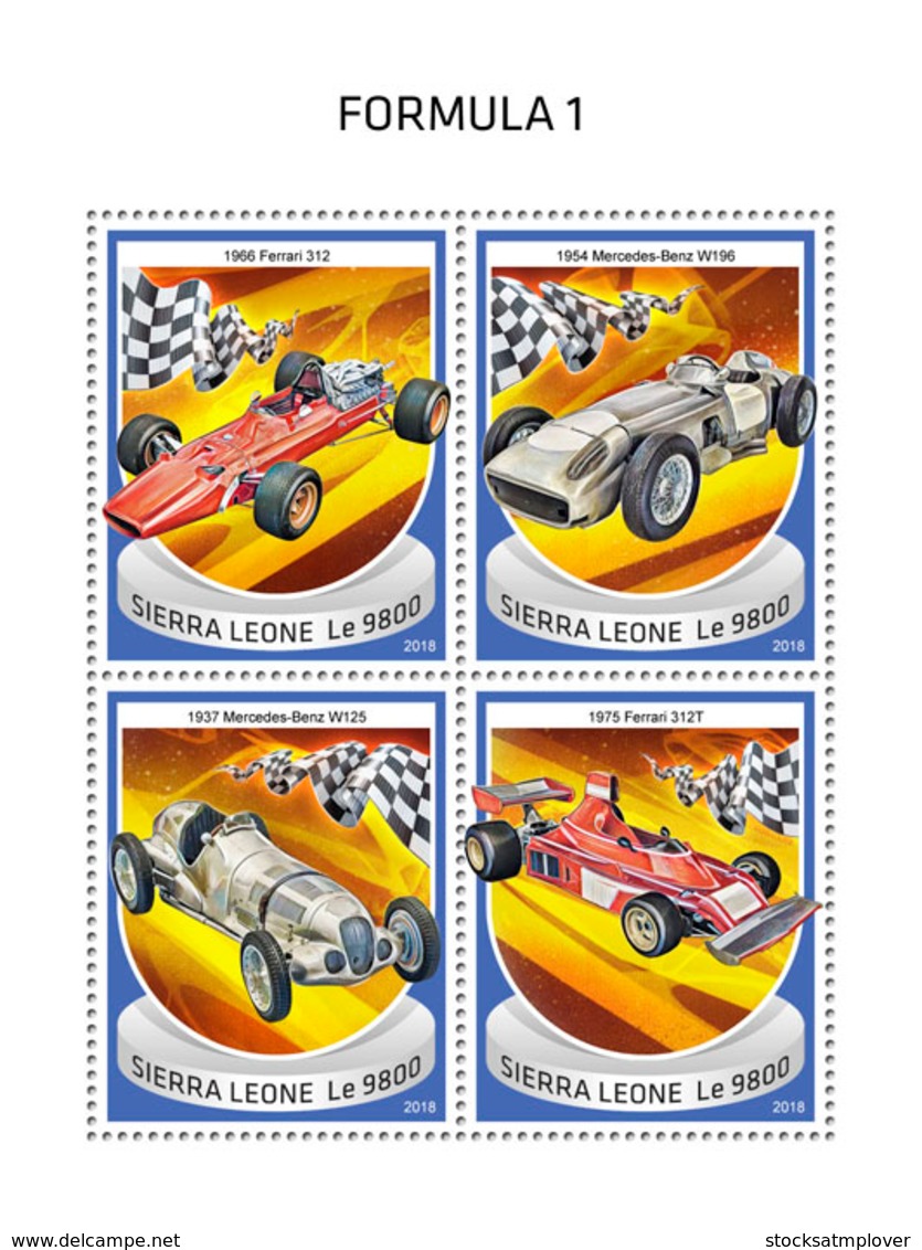 Sierra Leone 2018  Formula 1 Racing Cars  S201810 - Sierra Leone (1961-...)