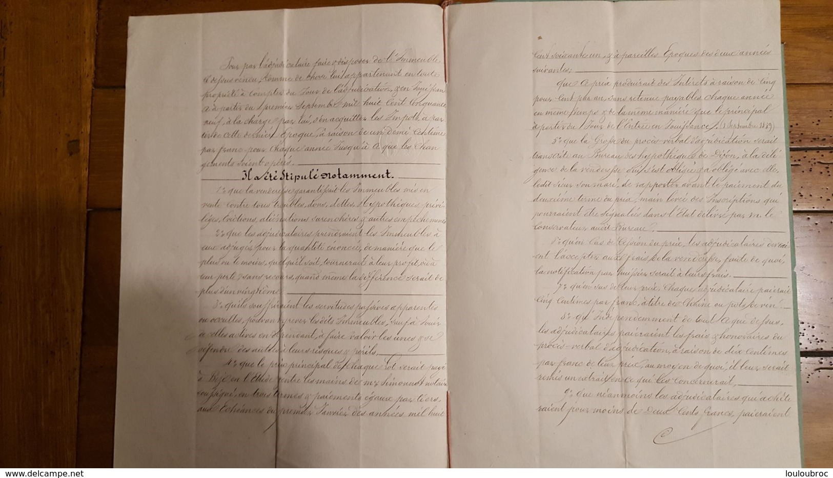 ACTE D'AVRIL 1859 ACTE NOTARIE MIREBEAU SUR BEZE VENTE TERRE A BEIRE LE CHATEL - Historical Documents