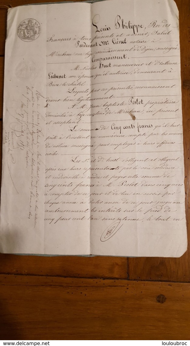 ACTE LOUIS PHILIPPE ROI DES FRANCAIS ACTE DE AOUT 1847 RECONNAISSANCE DE DETTE - Historische Documenten