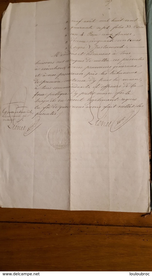 ACTE LOUIS PHILIPPE ROI DES FRANCAIS ACTE DE AOUT 1847 RECONNAISSANCE DE DETTE - Documents Historiques