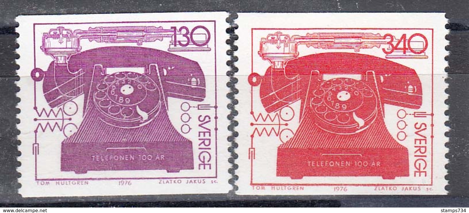 Schweden 1976 - 100 Years Telephon, Mi-Nr. 939/40, MNH** - Ungebraucht