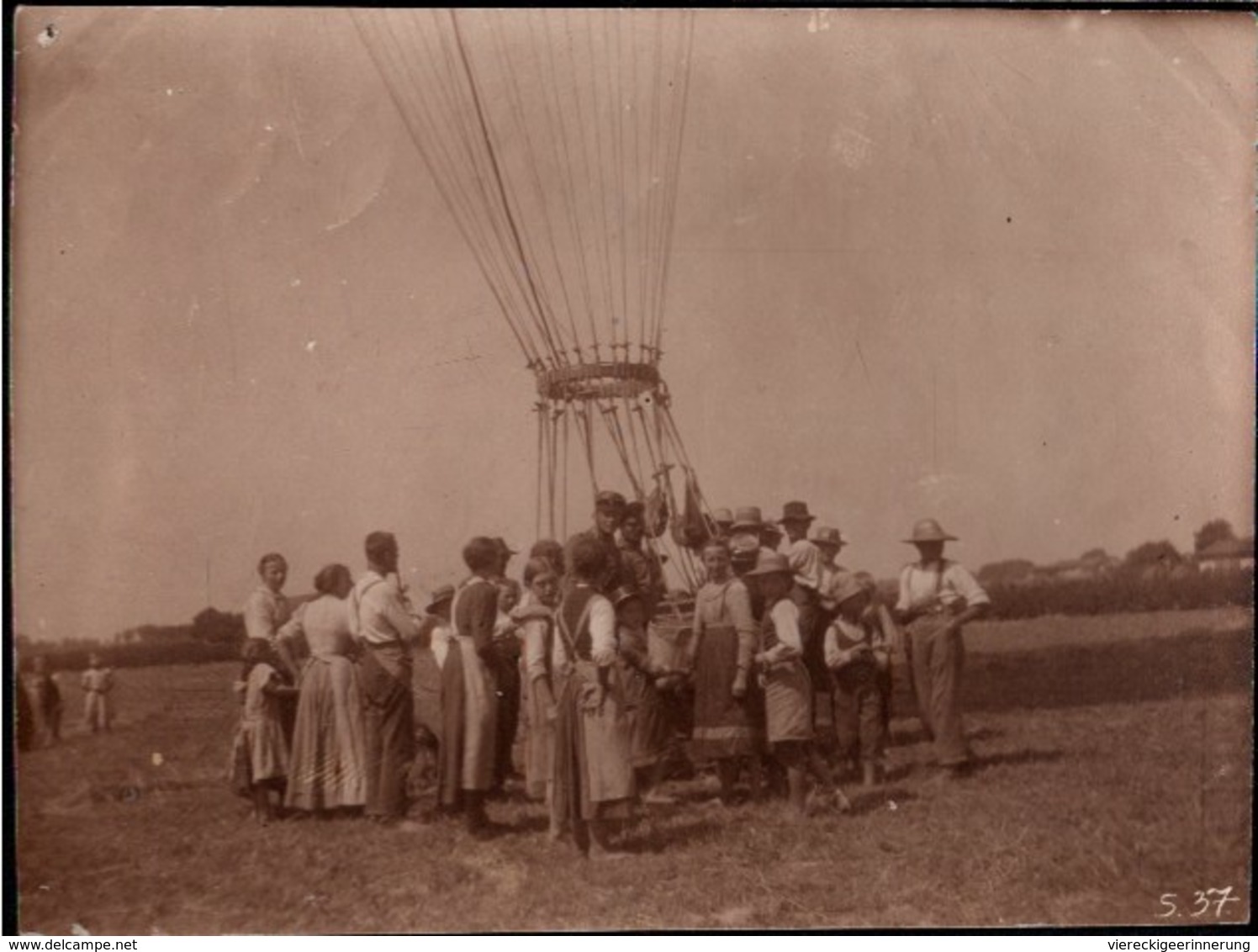 ! 1916 Foto Ballon Aus München Nach Der Landung Am Boden Bei Herrsching Am Ammersee, Bayern - Montgolfières