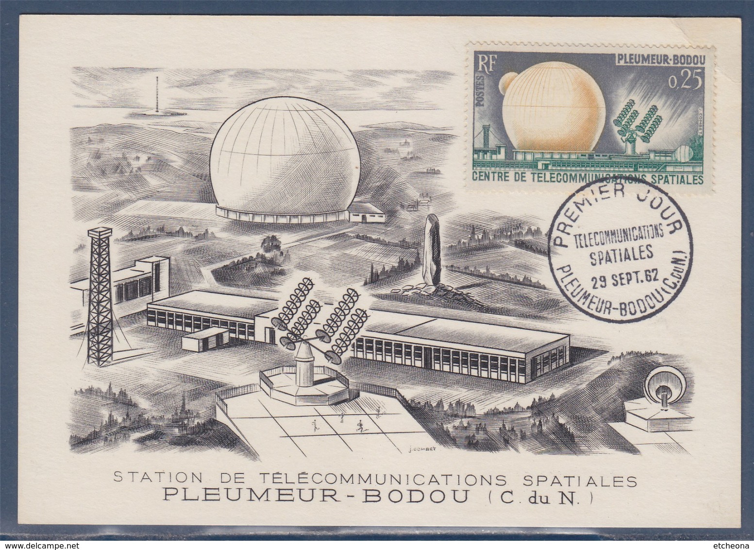 = Pleumeur Bodou Station De Télécommunications Spatiales 1er Jour 29.9.62 N°1360 Carte édité Par Foyer Orphelins Des PTT - 1960-1969