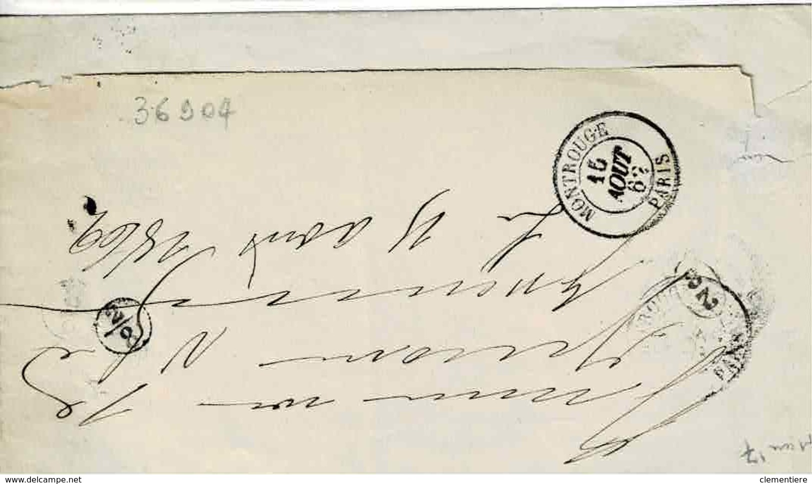 TP N° 12 Seul Sur Lettre Sans Texte De Paris Avec Rare Cachet Paris E.S. 1 - 1849-1876: Classic Period