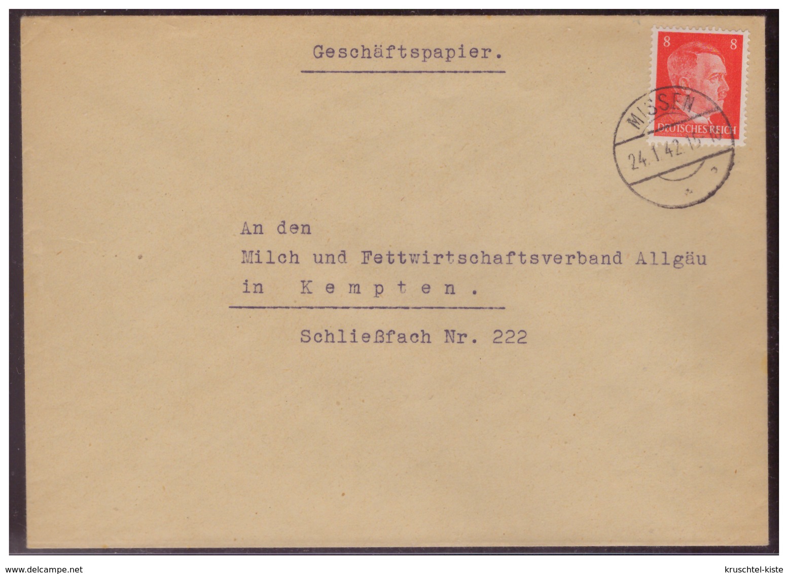 Dt- Reich (006500) Brief Gelaufen Mit Tagesstempel Meissen Nach Kempten Am 24.1.1942 - Briefe U. Dokumente