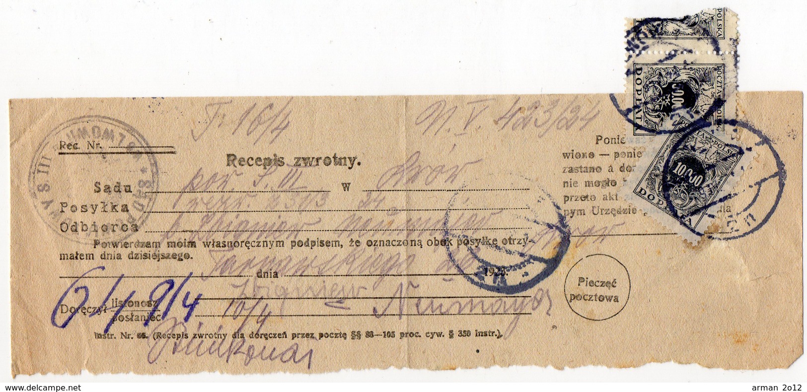 Poland Ukraine Lvov Lwow Court Postage Due - Briefe U. Dokumente