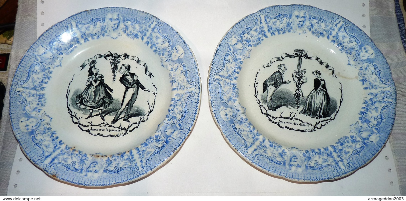 LOT 2 ASSIETTES 1/2 PORCELAINE CHOISY LE ROI Hautin - Boulenger 1850 H NYON - Choisy Le Roi (FRA)