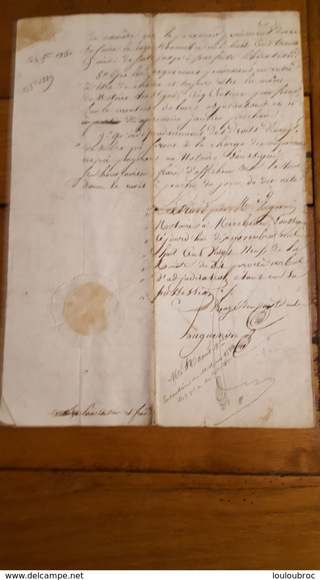 ACTE  DE OCTOBRE 1830  ADJUDICATION DE TERRES COMMUNE DE BEIRE LE CHATEL  ACQUISE PAR MR LECHENET - Documentos Históricos