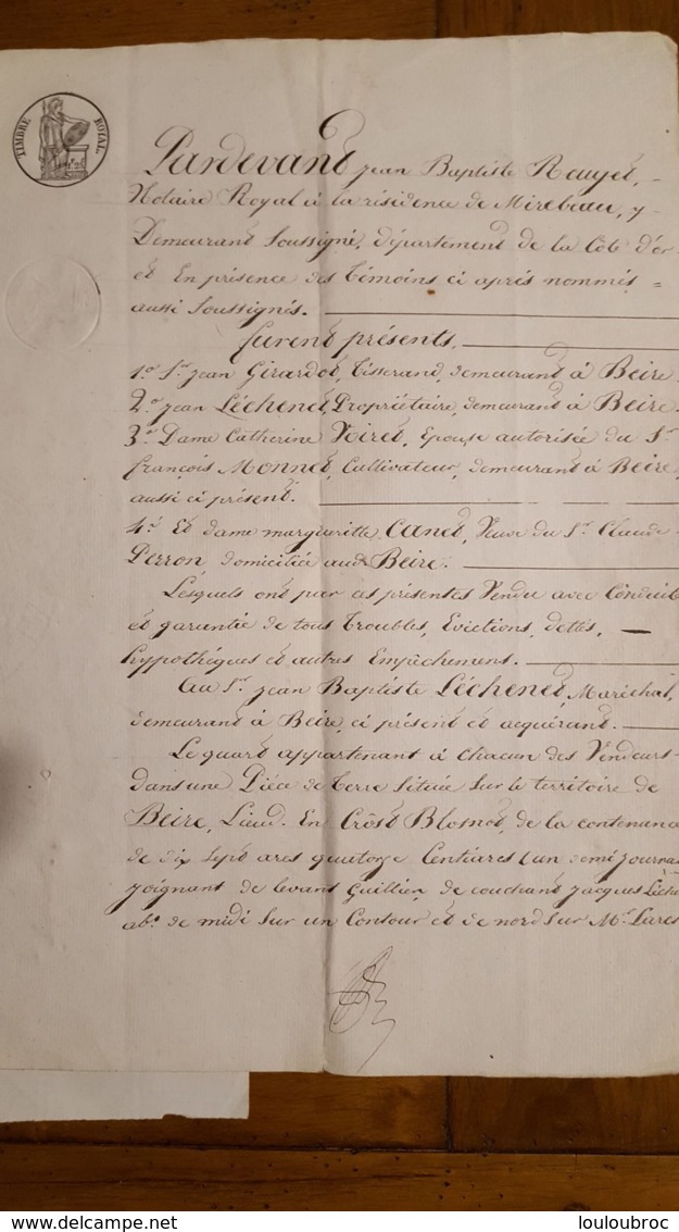 ACTE  DE FEVRIER 1828  CESSION A MR LECHENET A  BEIRE LE CHATEL - Documentos Históricos