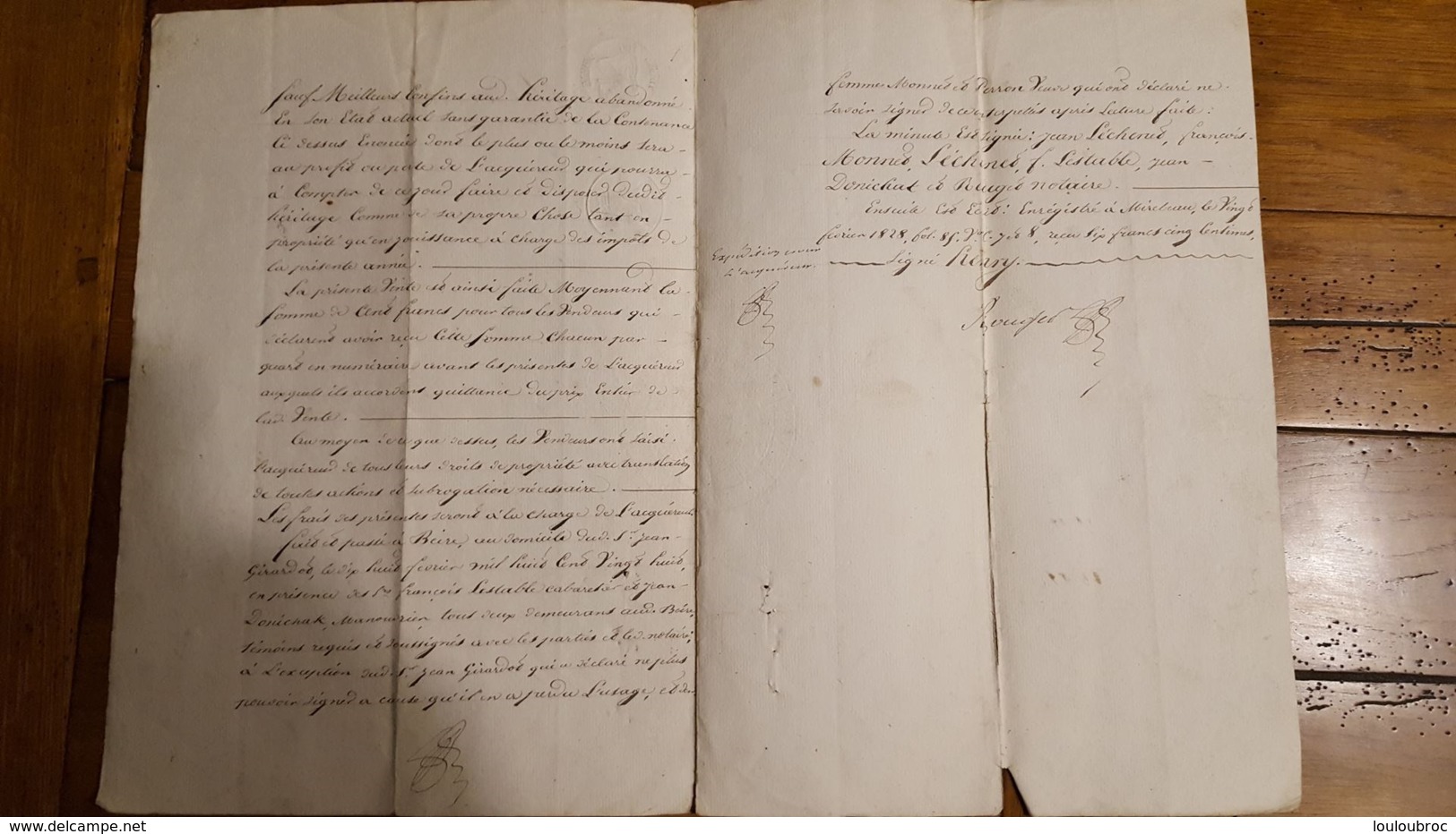 ACTE  DE FEVRIER 1828  CESSION A MR LECHENET A  BEIRE LE CHATEL - Documentos Históricos