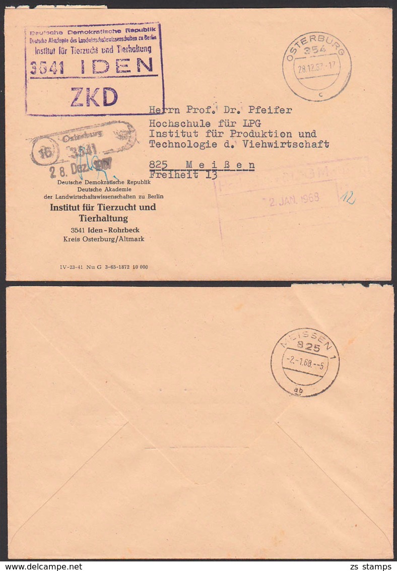 IDEN Rohrbeck ZKD-Brief 1967 Germany East , GDR, Spatelstempel, Institut Fü Tierzucht U. Tierhaltung "DDR Im Kastenst." - Sonstige & Ohne Zuordnung