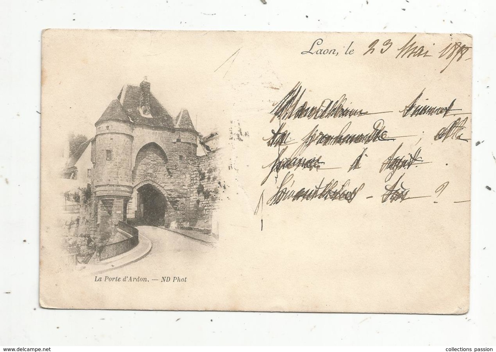 Cp , 02 ,  LAON , Dos Simple ,voyagée 1898 - Laon