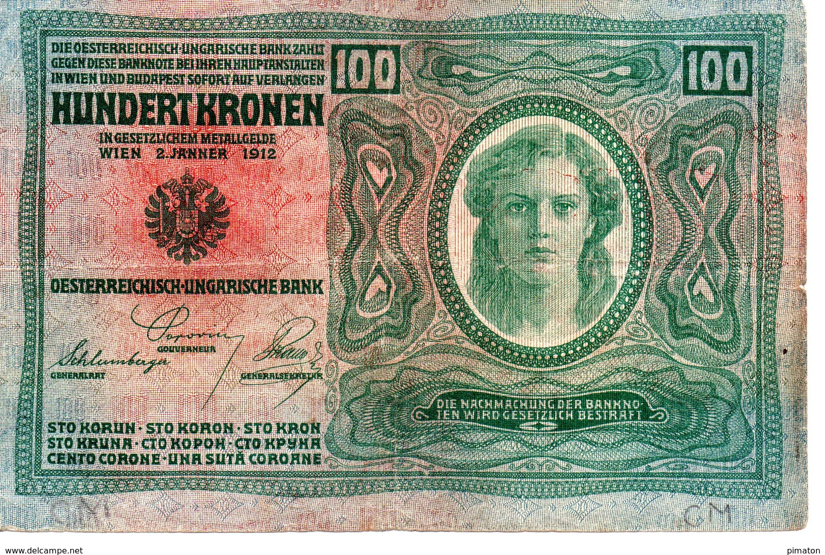 HUNDERT KRONEN  WIEN 2 JANNER 1912   Oesterreichisch - Hungarische Bank - Autres - Europe