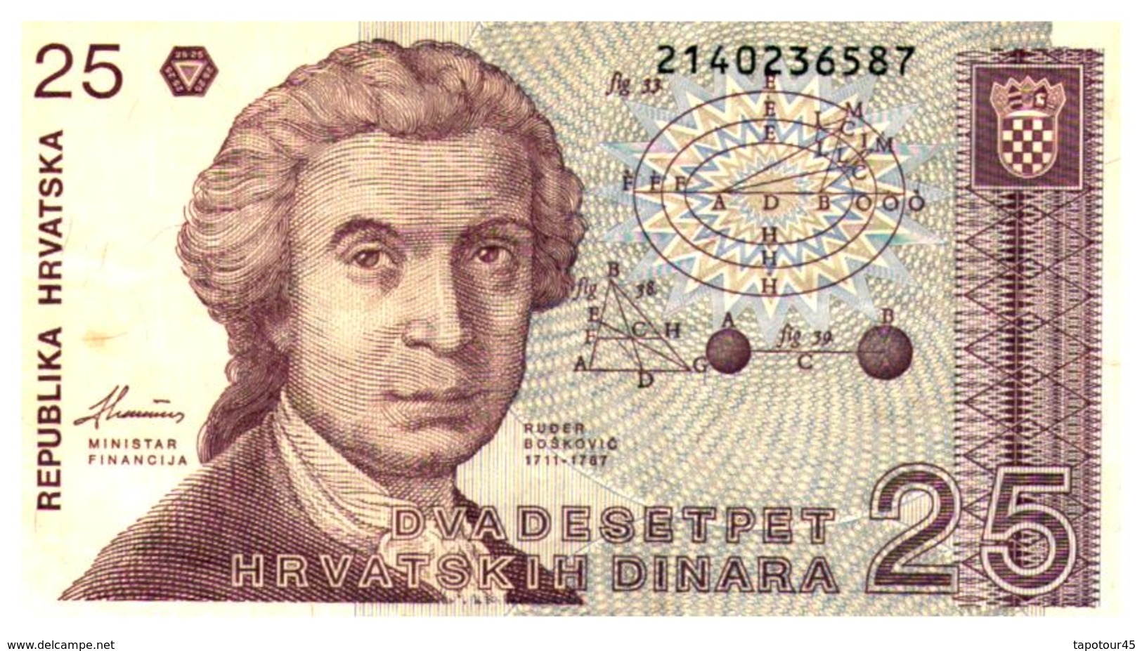 Billets >  Croatie  > 25 Dinara 1991 - Croatie