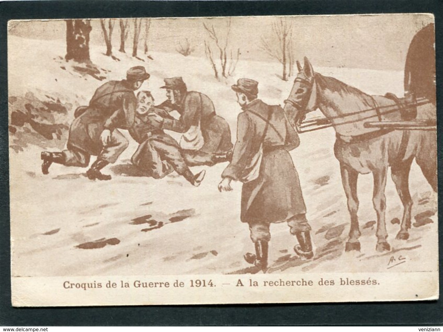 CPA - Illustration A.C. - Croquis De La Guerre De 1914 - A La Recherche Des Blessés - Guerre 1914-18