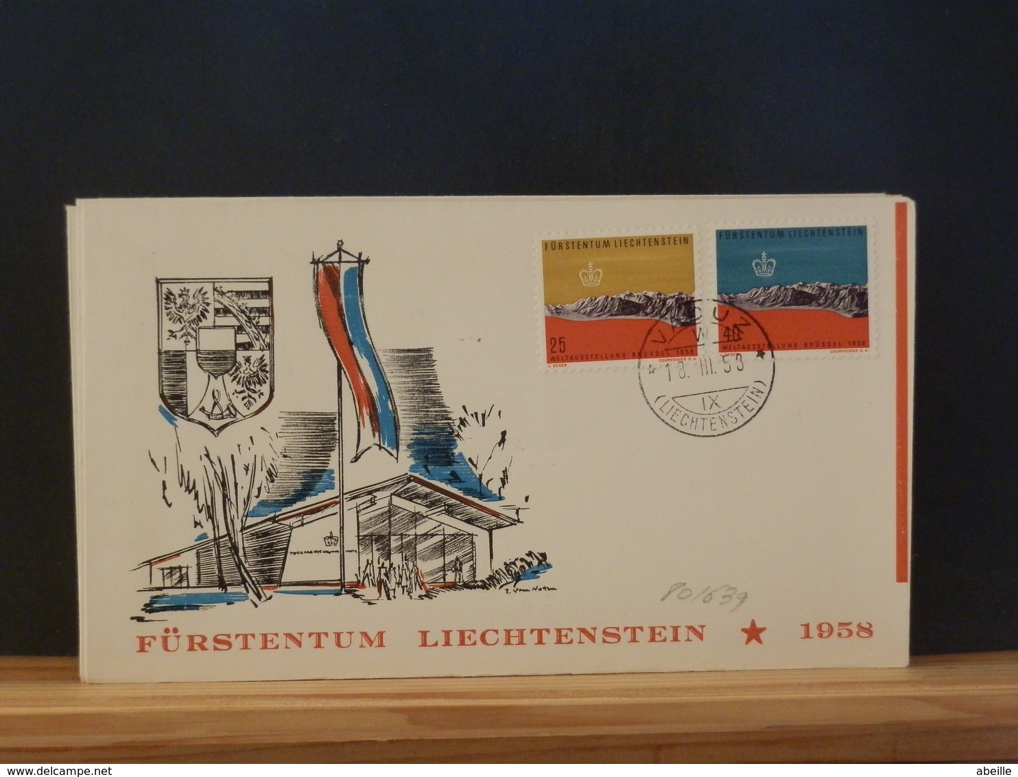 80639    FDC  LIECHTENSTEIN - 1958 – Brüssel (Belgien)