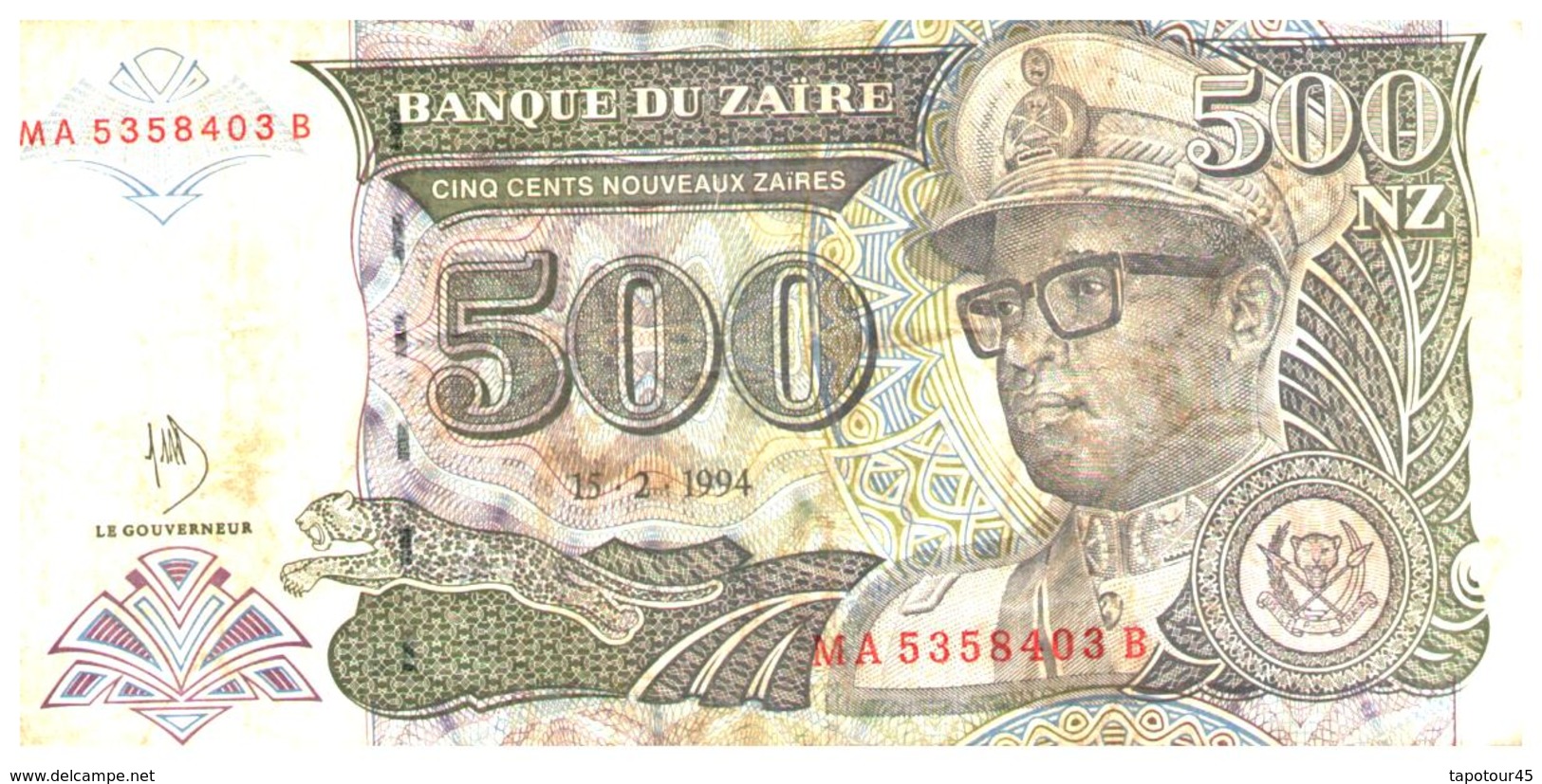 Billet  >  Zaïre > 500 Nouveaux Zaïre 1994 - Zaïre