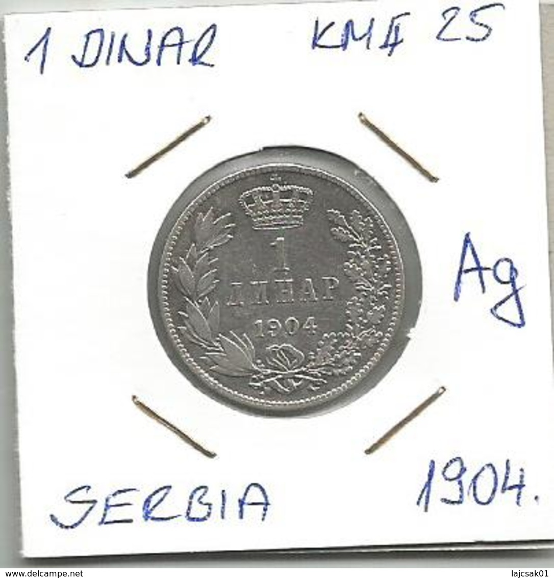 Gh6 Serbia 1 Dinar 1904. Silver  KM#25 - Serbia