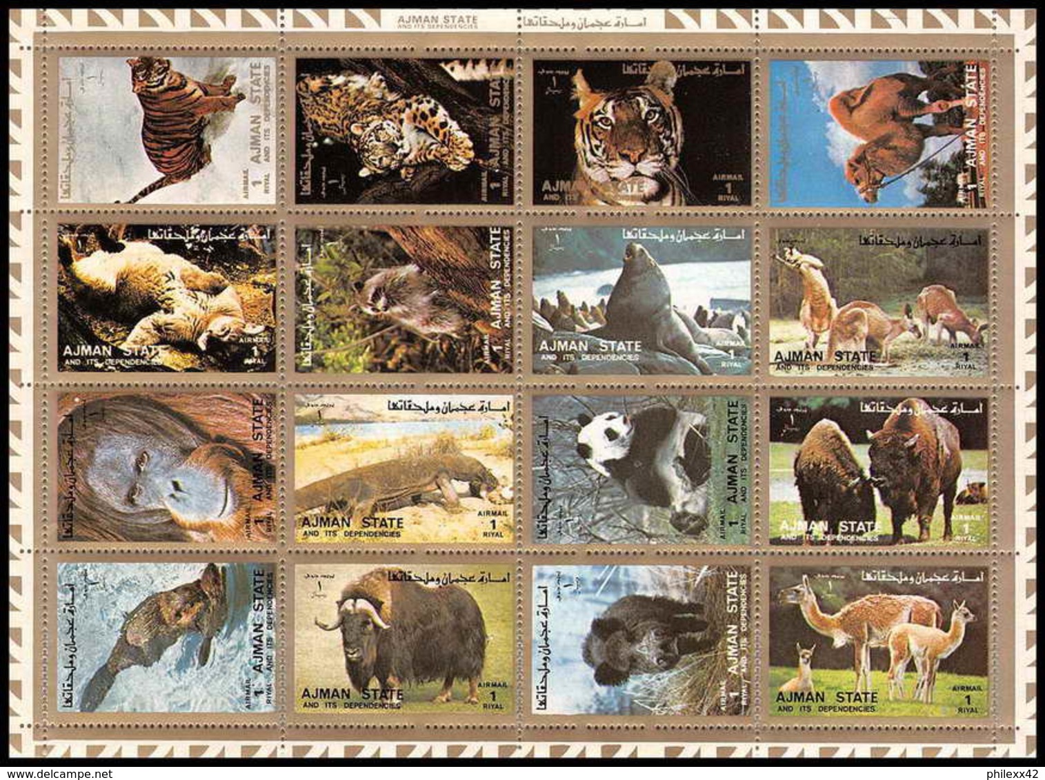 Ajman - 2597/ N° 2829/2844 Animaux Animals Tigre - Tiger Panda... - Big Cats (cats Of Prey)