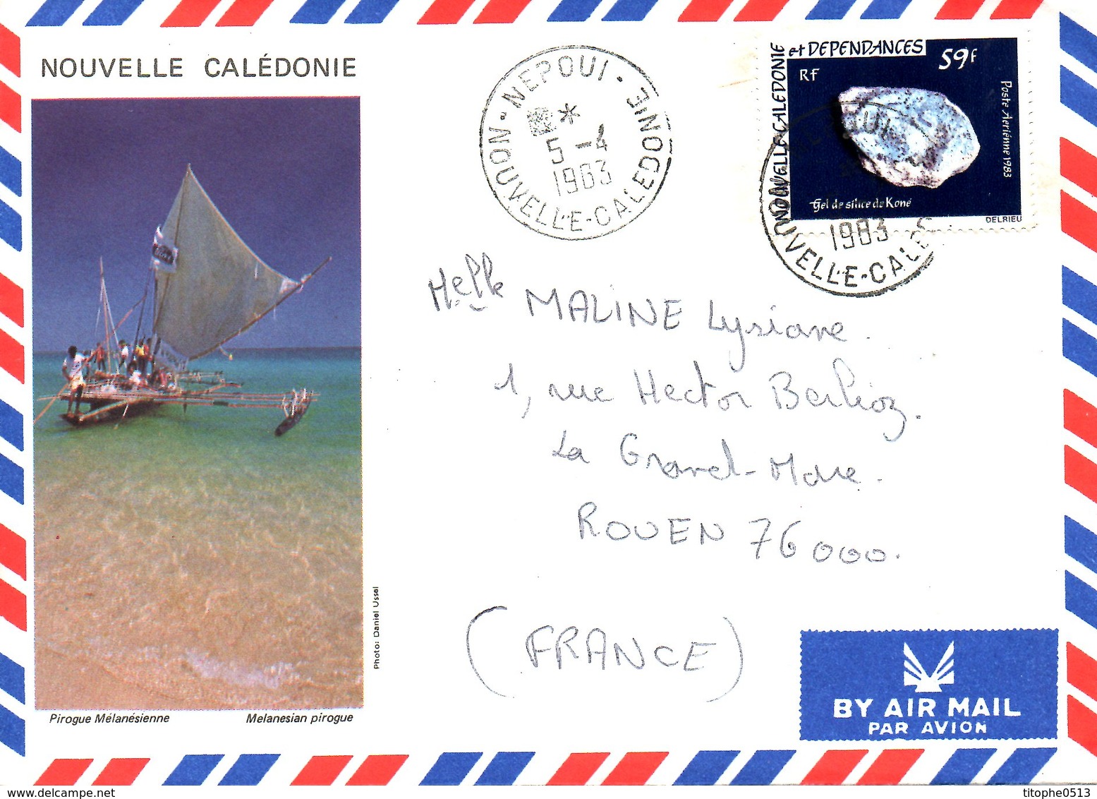 NOUVELLE-CALEDONIE. Enveloppe Illustrée Ayant Circulé En 1983. Pirogue. - Ships