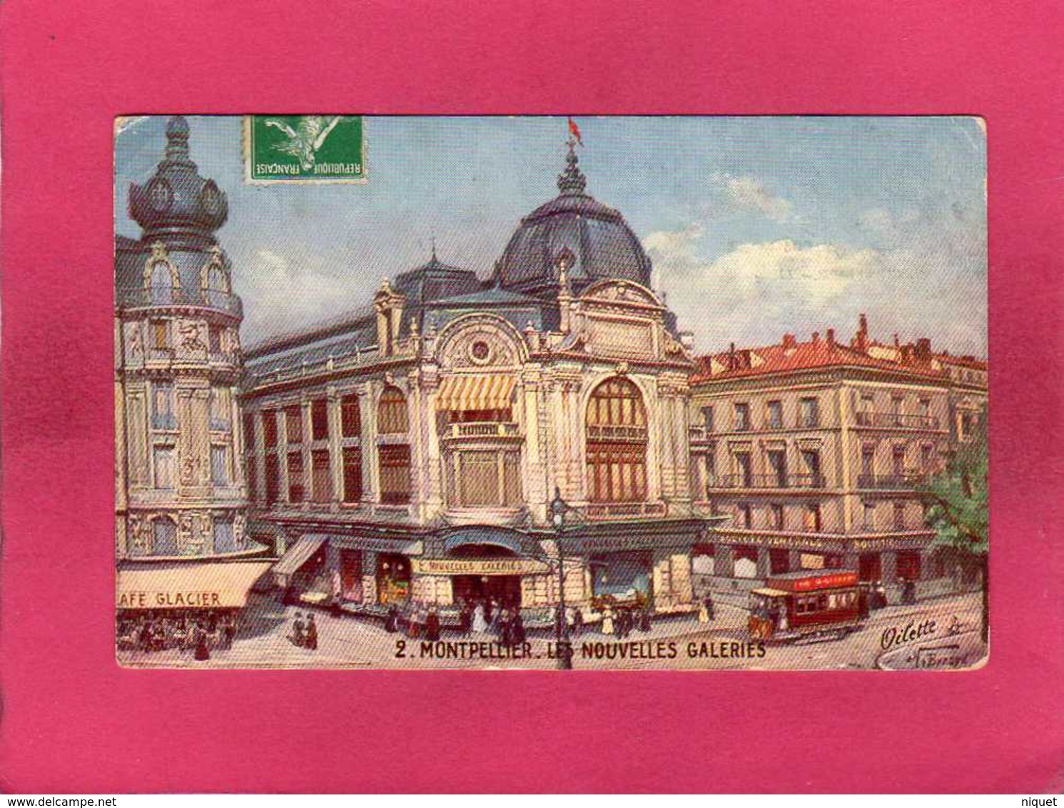 34 Hérault, Montpellier, Les Nouvelles Galeries, Animée, Commerces, Colorisée, 1912, Illustration Signée, (Oilette) - Montpellier