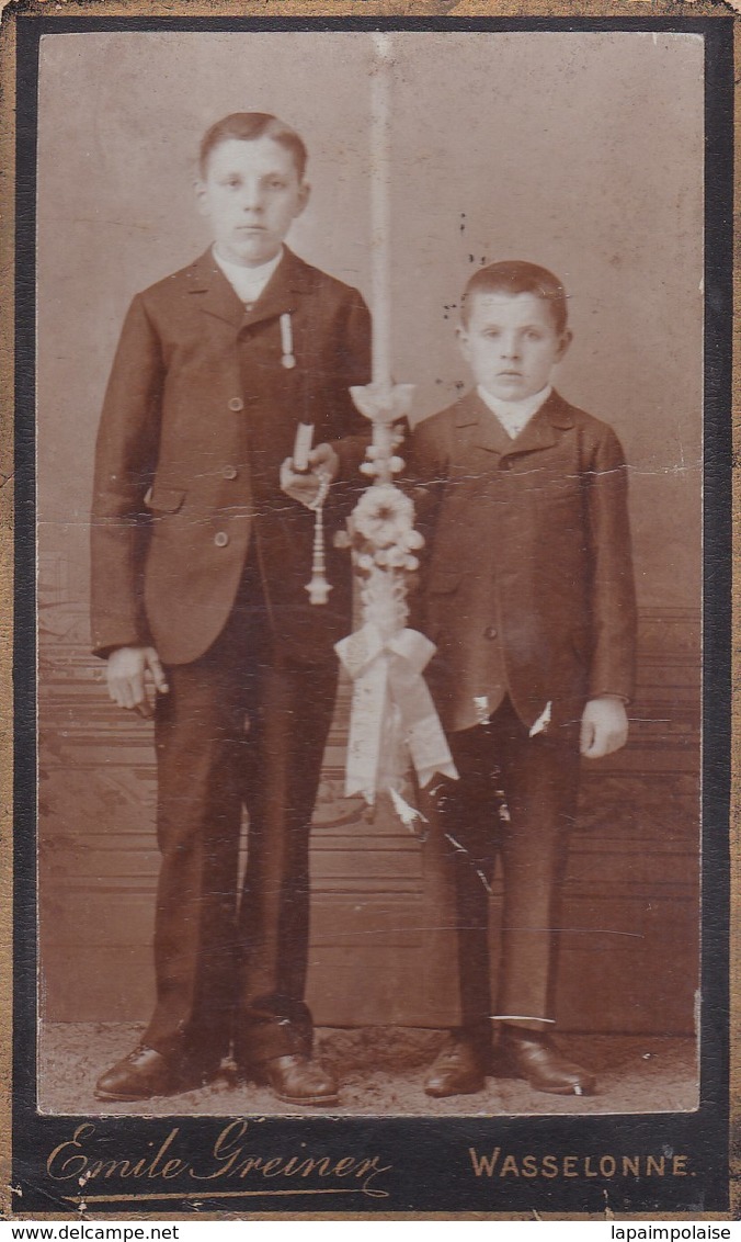 Photos  Anciennes CDV Wasselonne Enfants 1er Communion Photo E Grenier Dijon  N° 309 - Anciennes (Av. 1900)