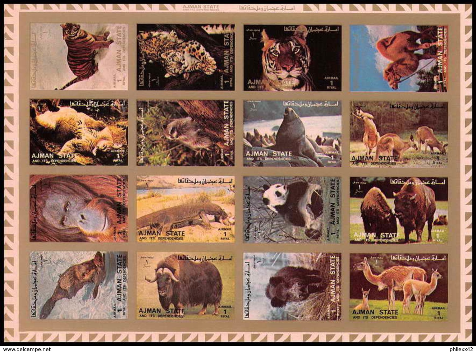 Ajman - 2730/ 2829/44 B Faune TIGRE SINGE PANDA (tiger Monkey Panda...) Non Dentelé ** (imperforate) ** MNH - Big Cats (cats Of Prey)