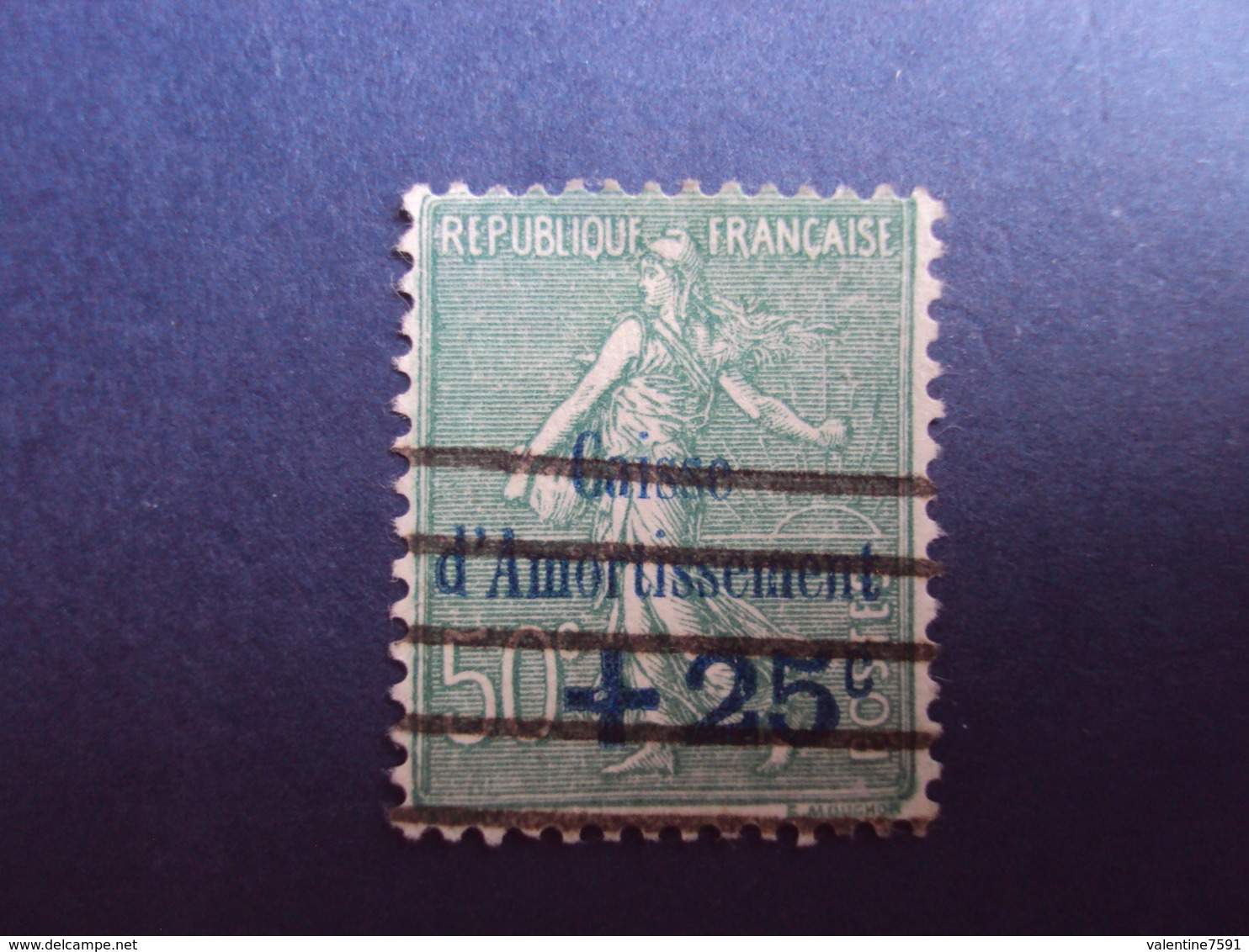 1929- Semeuse N° 247-Caisse Amortissement - " 50+25 Vert Bleu        Cote   9      Net    3 - 1903-60 Semeuse Lignée